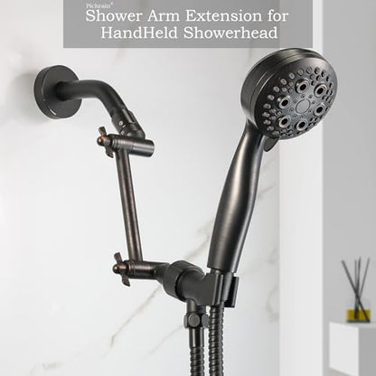 6 Inch Adjustable Shower Head Extension Arm, All-Metal Shower Arm Extender with Locking Set Screw for Rainfall, Fixed, Handheld Showerheads, G1/2 Universal Thread, Oil Rubbed Bronze - color: ORB, style: 6 Inch