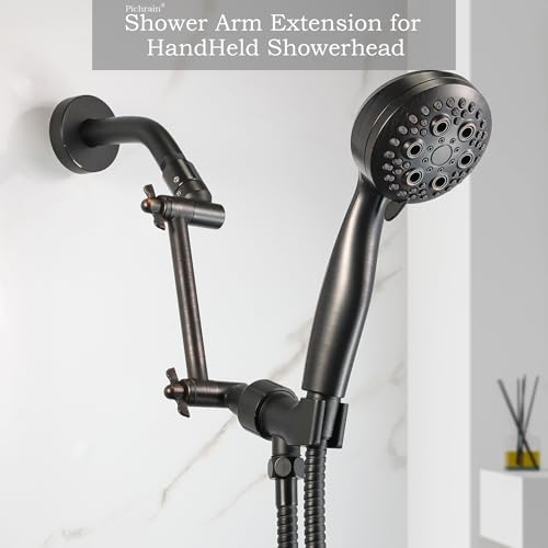 6 Inch Adjustable Shower Head Extension Arm, All-Metal Shower Arm Extender with Locking Set Screw for Rainfall, Fixed, Handheld Showerheads, G1/2 Universal Thread, Oil Rubbed Bronze - color: ORB, style: 6 Inch