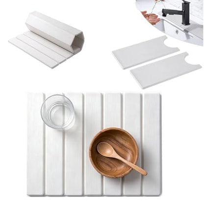 Stone Dish Drying Mat for Kitchen Counter, Quick Dry Stone Mats | 16'' x 12'', Includes 1 Dish Mat & 1 Faucet Mat - size: 16" x 12"