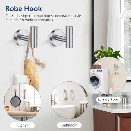 TQKAG Brushed Nickel Toilet Paper Holder, 5 Piece Towel Racks for Bathroom | 23.6" Bathroom Hardware Set, SUS304 Stainless Steel, Double Post Pivoting, Towel Hooks, Toilet Paper Holder Set Wall Mounted - color: Brushed Nickel, size: 5-Pieces Set-B