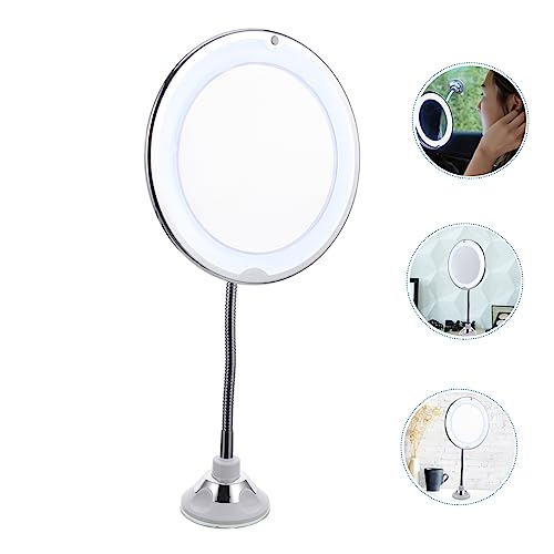 Beaupretty 360° Rotating 10X Magnifying LED Makeup Mirror with Suction Cup for Bathroom and Vanity Portable Lighted Cosmetic Mirror