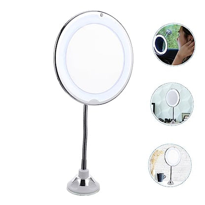 Beaupretty 360° Rotating 10X Magnifying LED Makeup Mirror with Suction Cup for Bathroom and Vanity Portable Lighted Cosmetic Mirror