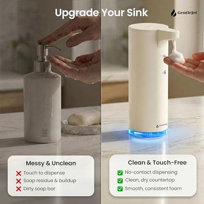 GentleJet EasyFoam Automatic Foaming Soap Dispenser, Touchless USB-C Rechargeable Sensor Pump, 304 Stainless Steel, Adjustable Foam, IPX5 Water-Resistant for Bathroom & Kitchen, 10 fl oz / 300 mL - color: Apricot