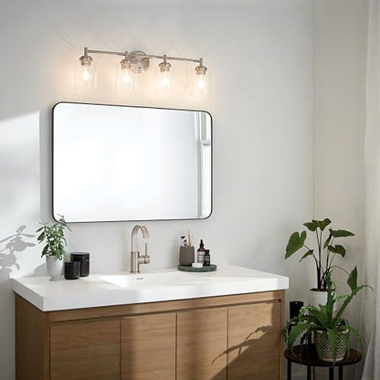 Kichler Winslow 30" Vanity Light in Brushed Nickel, 4-Light Transitional Bathroom Light with Clear Seeded Glass. (30" W x 9.25" H), 45887NI - color: Brushed Nickel, size: 30"
