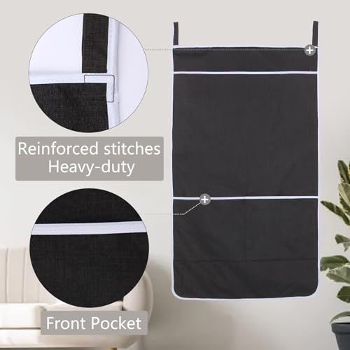 Black Hanging Laundry Hamper Bag, XL Door Hanging Hamper with Large Openging Laundry Hamper Storage Bag Large Size 36X22 Inch, Over Door Hamper