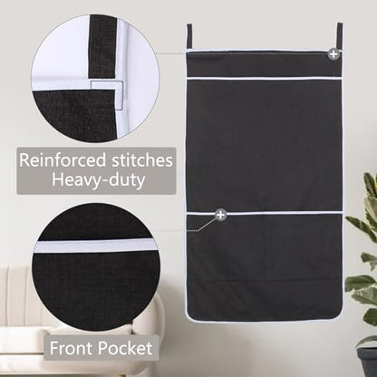 Black Hanging Laundry Hamper Bag, XL Door Hanging Hamper with Large Openging Laundry Hamper Storage Bag Large Size 36X22 Inch, Over Door Hamper