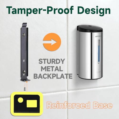 anydry Touchless Automatic Liquid Soap Dispense Wall Mount 25oz Large Capacity Stainless Steel for Commercial (Polished) - color: Polished Stainless Steel