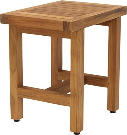 AquaTeak Spa Lotus 18" Teak Shower Bench & Premium Teak Oil | Durable, Water-Resistant Teak, Shower Chair & Shaving Foot Rest, Indoor/Outdoor Use - size: B. Bench w/ Teak Oil