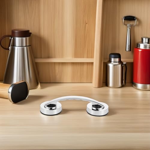 2pcs Suction Cup Grab Bars for Bathroom Safety – Thickened Large Silver Portable Support Handles with Strong Adhesive, Removable Non-Drill Shower Handrails for Seniors and Elderly