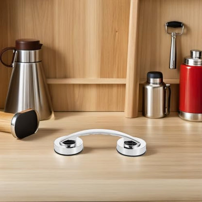 2pcs Suction Cup Grab Bars for Bathroom Safety – Thickened Large Silver Portable Support Handles with Strong Adhesive, Removable Non-Drill Shower Handrails for Seniors and Elderly