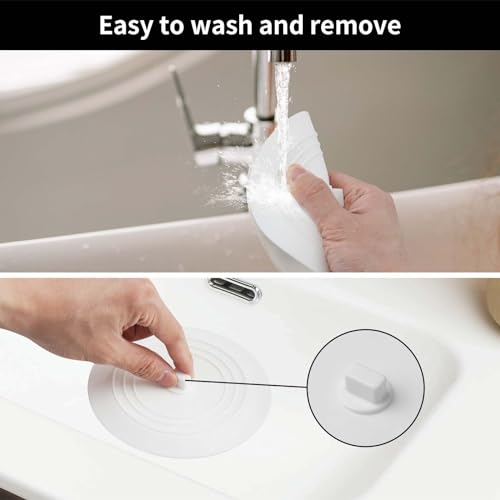 Vaincre 2PCS 5" Universal Silicone Bathtub Drain Stopper with Suction Seal | White and Gray, Leak Proof, Hair Trapping, Universal Fit, For Tub Sink Laundry Drain, Bathroom Kitchen Use, Easy Clean - color: Grey+white