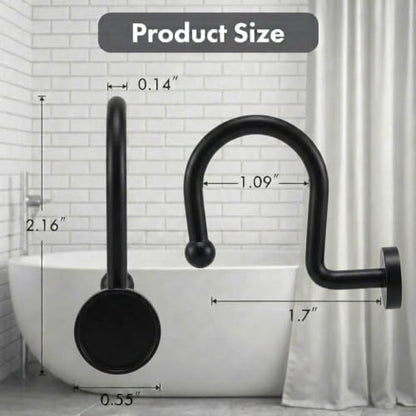 Bathway Plastic Shower Curtain Hooks, 12 Pcs, Black, Decorative Hooks | Waterproof, Rust-Proof, Sturdy, Wear-Resistant, Drop-Proof, Multifunctional, Easy to Install, Classic and Attractive - color: Black