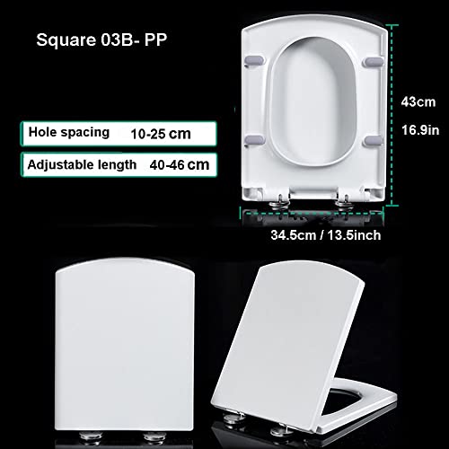 Modern Luxury White Square Toilet Seat Lid with Quick Release and 360 Adjustable Hinges, Easy Clean, Wit-03a Color Options - size: 03b