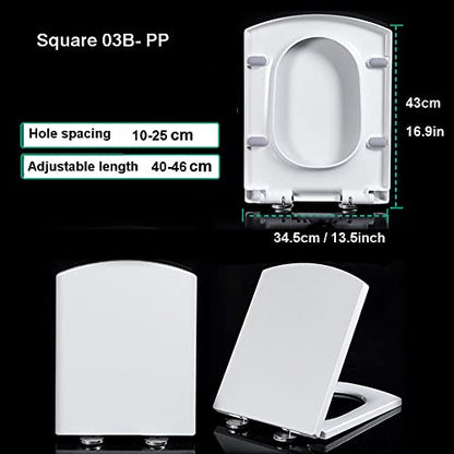 Modern Luxury White Square Toilet Seat Lid with Quick Release and 360 Adjustable Hinges, Easy Clean, Wit-03a Color Options - size: 03b