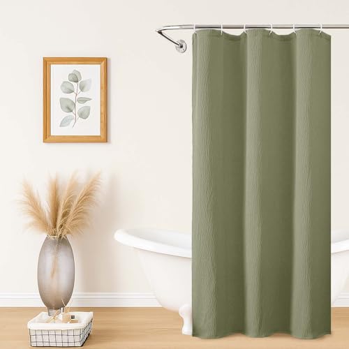 Aiyufeng 3D Textured Green Small Shower Curtain for Bathroom, Fabric Shower Curtain Heavy Duty Cloth, Stall Size Narrow Bathroom Curtains, Machine Washable, 36x72 Inches - color: Green, size: 36"W x 72"L (Pack of 1)