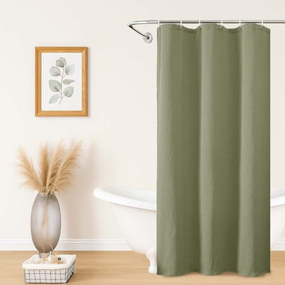 Aiyufeng 3D Textured Green Small Shower Curtain for Bathroom, Fabric Shower Curtain Heavy Duty Cloth, Stall Size Narrow Bathroom Curtains, Machine Washable, 36x72 Inches - color: Green, size: 36"W x 72"L (Pack of 1)