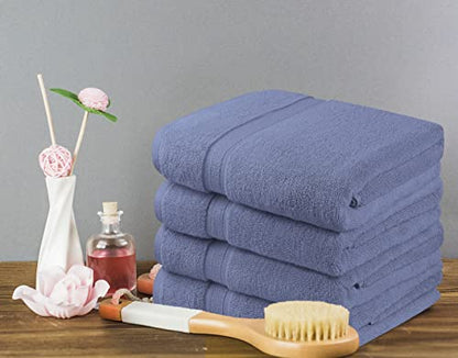 Towel and Linen Mart 4 Pieces Bath Towel Sets - Electric Blue - 2 ply Low Twist Soft Feel Luxurious,Quick Dry, Extra Absorbent, 100% Ring Spun Cotton 600 GSM (27 x 54, Pack of 4) - color: Electric Blue
