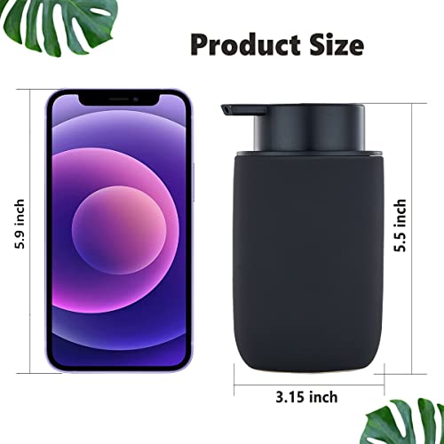 Black Foaming Hand Soap Dispenser - Bathroom Lotion Hand Pump Dispenser Matte Black Foam Soap Dispenser Ceramic Dish Liquid Dispenser for Hand Wash Dispenser (Rubber Paint) - color: Black(rubber Paint), size: Foam dispenser