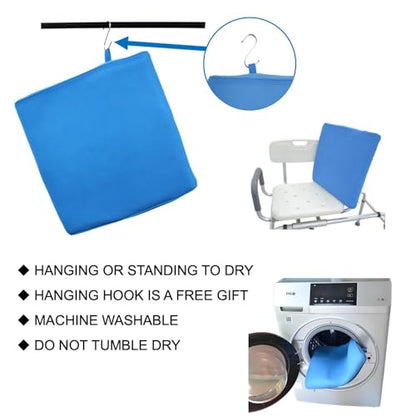 Shower Chair Backrest Seat Cushion Bath Stool Transfer Bench Mat Pad | Non-Slip Waterproof Quick Dry Washable, Warm Comfortable Pressure Relief, Air Mesh Fabric, Drain Water Immediately