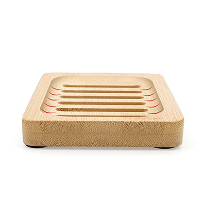Anwenk Bamboo Wooden Soap Dish, Bar Soap Holder Soap Tray for Shower Bathroom Kitchen Sink Drainer - 2 Pack (Natural Color) - color: Bamboo 2pack
