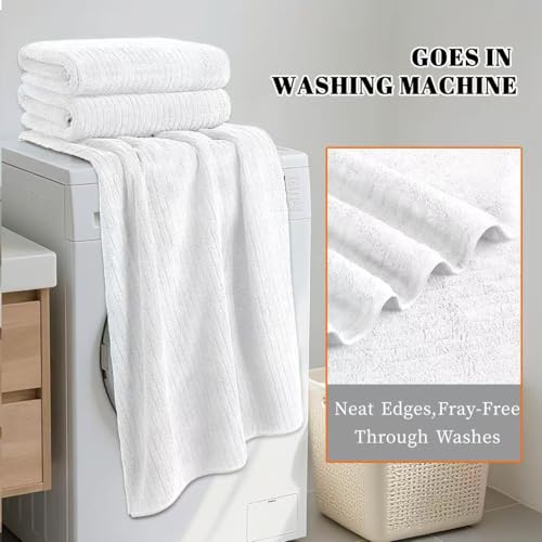 Bath Towels Set of 4 Extra Large 35 x 70 Inches,Luxury Thick High Absorbent and Quick Dry Bath Sheet,Ultra Soft Microfiber,Bathroom,Beach,Yoga,Sport,SPA,Fitness (White) - color: White, style: 4 Piece Bath Towels