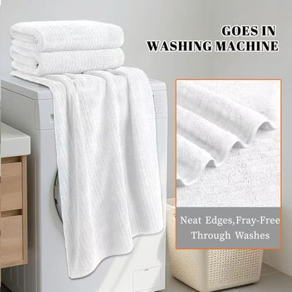 Bath Towels Set of 4 Extra Large 35 x 70 Inches,Luxury Thick High Absorbent and Quick Dry Bath Sheet,Ultra Soft Microfiber,Bathroom,Beach,Yoga,Sport,SPA,Fitness (White) - color: White, style: 4 Piece Bath Towels