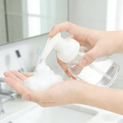 3 Pack 8oz Foaming Soap Dispenser BPA Free Clear Plastic Refillable Pump Bottle for Liquid Shampoo and Hand Soap