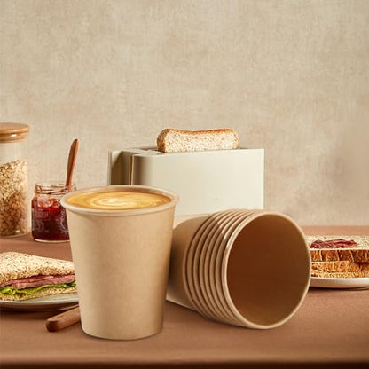 SIUQ 400 Pack 8 oz Kraft Paper Cups, Unbleached Disposable Coffee Cups | Brown Thickened Paper Cups for Hot/Cold Beverage, Party, Home, Cafes, Bistros, Businesses - style: 8oz-400pack
