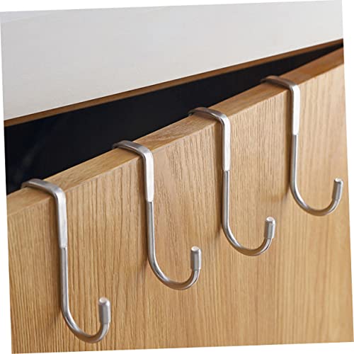 Holibanna 4Pcs Stainless Steel Over the Door Hooks S-Shaped Double Hooks for Kitchen Cabinet Bathroom Towel Organizer 2.95X2.55 Inches