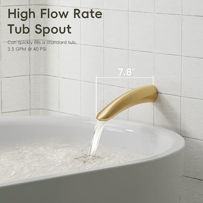 Gabrylly Shower System with Tub Spout, Bathtub Shower Faucet Set with 10" Rain Shower head and 5-Setting Handheld Shower, Wall Mounted Shower Fixtures with Pressure Balance Shower Valve, Brushed Gold - color: Brushed Gold, style: 10 Inches-With Tub Spout