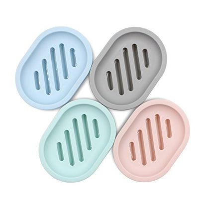 Topsky 2-Pack Soap Dish with Drain, Soap Holder & Saver, Easy Cleaning, Dry, Stop Mushy Soap (Gray) - color: Grey