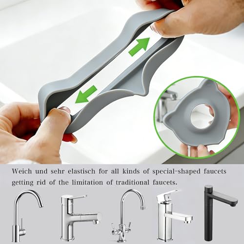 Compact Silicone Kitchen Sink Faucet Splash Proof Mat, Tap Water Diversion Splash Guard Drain Pad(Grey,2PCS) - color: Greyx2