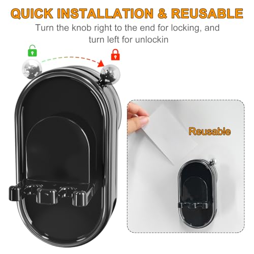 Toothbrush Holder Wall Mounted with Toothpaste Holder & Detachable Cup - Removable Suction Cup in Bathroom Sink, Shower - Space Saving, Ventilation Design for Family, Renters - color: Black-1 Cup