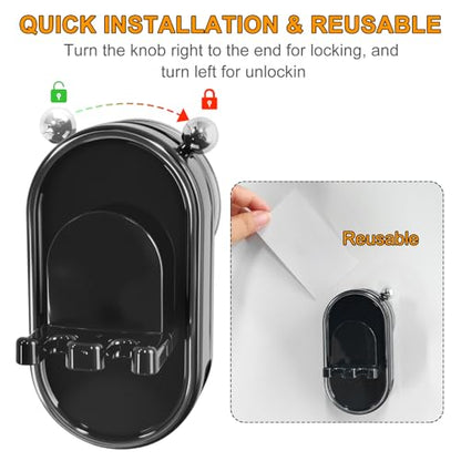 Toothbrush Holder Wall Mounted with Toothpaste Holder & Detachable Cup - Removable Suction Cup in Bathroom Sink, Shower - Space Saving, Ventilation Design for Family, Renters - color: Black-1 Cup