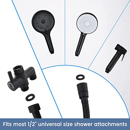 All Metal Shower Hose For Handheld Shower Heads, Black Extra Long 71 Inch Stainless Steel, Universal Replacement Part For Hand Held Showerhead Hoses