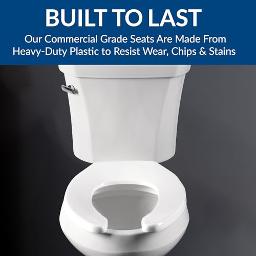 BEMIS 955SSCT Commercial Open Front Plastic Toilet Seat, Heavy Duty Industrial No Slam Seat without Lid, Secure Installation, Made in USA, Round, White - size: Round