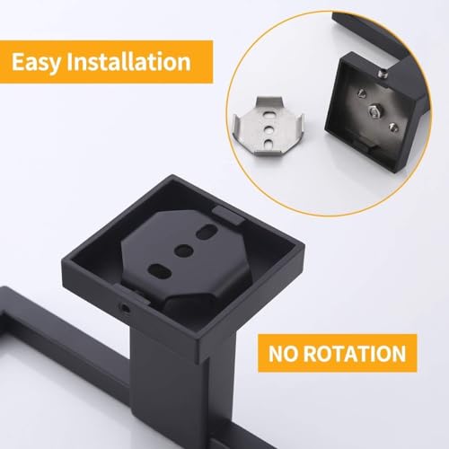 Matte Black Towel Ring Towel Holder, NSCMQSL SUS 304 Stainless Steel Hand Towel Rack for Bathroom, Modern Square-Shape Style