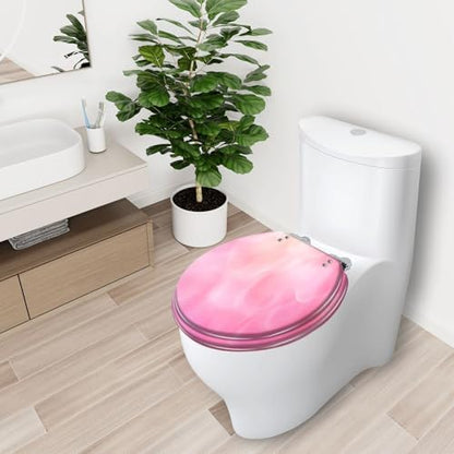 Round Toilet Seat Delicate white pink delicate Background for Valentine s Day Resin Toilet Seat Slow Quiet Close with Quick-Release Hinges Toilet Seat with Cover Easy to Clean Install - color: Multi1, size: 16.5"x14.5"