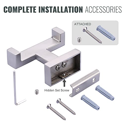 Double Bathroom Towel Hook for Wall Mounted - Brushed Nickel Modern Towel Holder - Heavy Duty Coat Robe Hooks for Wall - Stainless Steel Shower Towel Hanger - color: Brushed Nickel