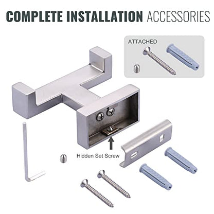 Double Bathroom Towel Hook for Wall Mounted - Brushed Nickel Modern Towel Holder - Heavy Duty Coat Robe Hooks for Wall - Stainless Steel Shower Towel Hanger - color: Brushed Nickel