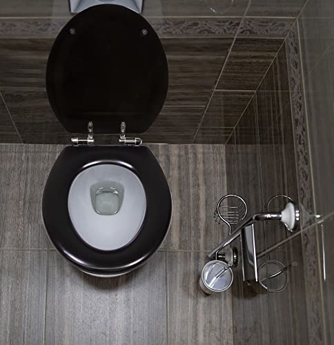Design House Dalton Round Toilet Seat, Black | Surface, Traditional, Wood, Hardware, 561241-BLK - color: Black