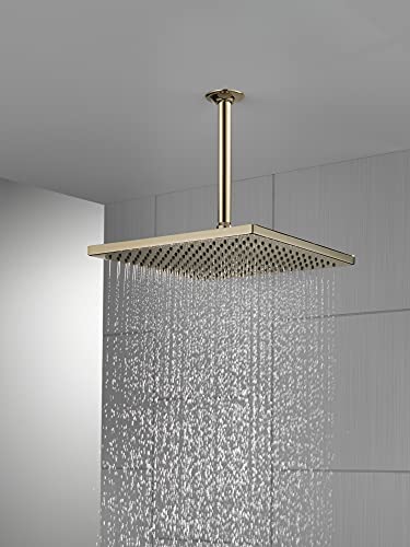 Delta Polished Nickel Square Rain Shower Head, 12 Inch Metal Large Shower Head Rainfall, Overhead Rain Showerhead, 2.5 GPM Flow Rate, Lumicoat Polished Nickel 52159-PN-PR25 - color: Polished Nickel