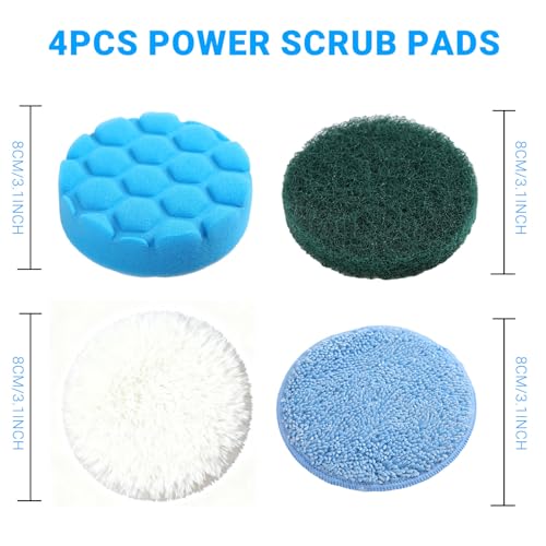 Spin Scrubber Replacement Heads, 4-Pack | Multi-surface pads: tile, bathtub, kitchen, floor, car detailing. Soft & stiff bristles.Deep clean grout & corners.