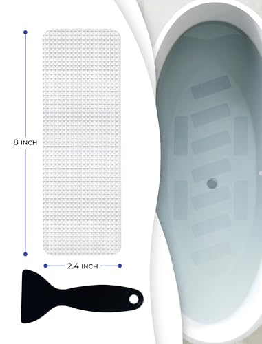 XXL Anti Slip Shower Stickers 12 PCS, Non-Slip Bath Tub Strips, Clear | Improves Grip and Traction on Wet Floors | Safety Option for Seniors & Adults | Peel-and-Stick Install, Scraper Tool Included - color: Clear