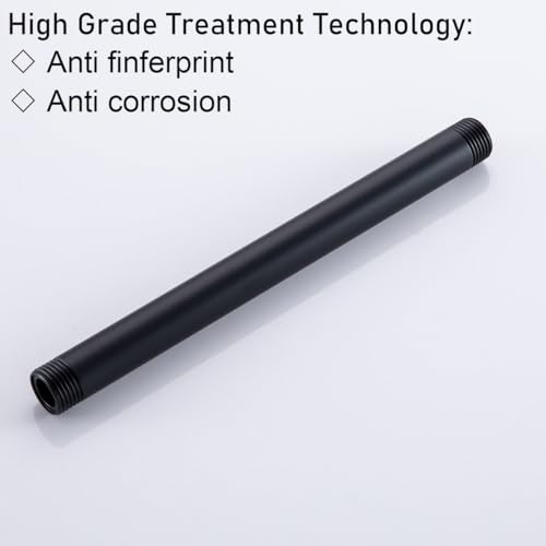 RANDOM Shower Arm with Flange,8 Inches Ceiling Mount Shower Head Extension Arm Straight Arm Ceiling-Mounted For Fixed Shower Head,Matte Black.RD91038-8MB - color: 8″ Matte Black(Round Flange)
