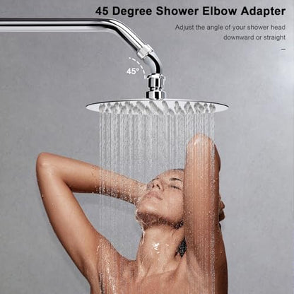 NearMoon Shower Elbow Adapter for Shower Head, Solid Brass 45°G1/2 Male to Female Shower Arm Extension Connector, Polish Chrome (Medium) - style: Medium