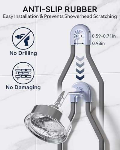 Never Rust Shower Caddy Hanging, Aluminum Shower Racks for Inside Shower, 2-Tier Shower Organizer Hanging Over Shower Head with Hooks and Soap Holder, Grey - color: Grey