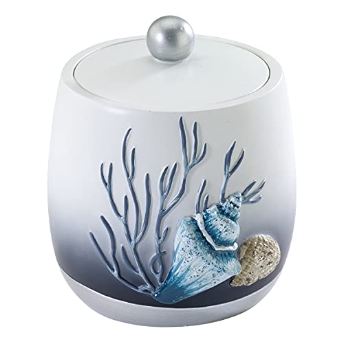 Avanti Linens – Bathroom Accessory, Resin Countertop Accessories, Oceanscape Inspired Bathroom Decor (Blue Lagoon Collection) - size: Covered Jar