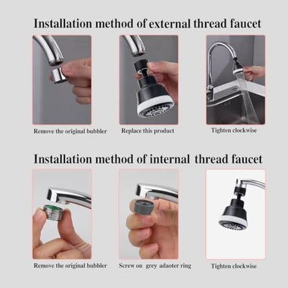 Faucet Aerator Faucet Sprayer Attachment, Kitchen Faucet Head Replacement with 4 Spray Modes, 360° Swivel Faucet Extender Anti-Splash Sink Sprayer Faucet Nozzle Head (Diamond, Black) - color: Black, style: Diamond