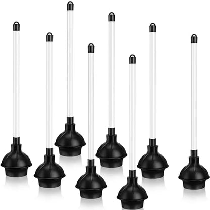 Hushee 8 Pcs Toilet Plungers Bulk Heavy Duty Commercial Plunger Double Thrust Rubber Force Cup with Handle for Bathroom Showers Kitchens Hotel 20.3" x 4.5"